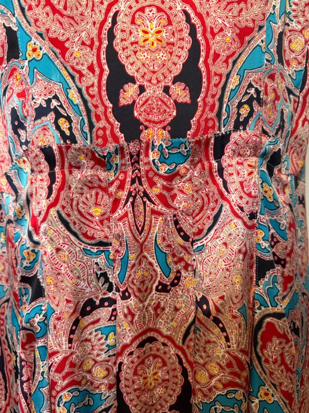 Jones New York Paisley Pleated Sleeveless V-Neck Dress Size 16 - Picture 3 of 13